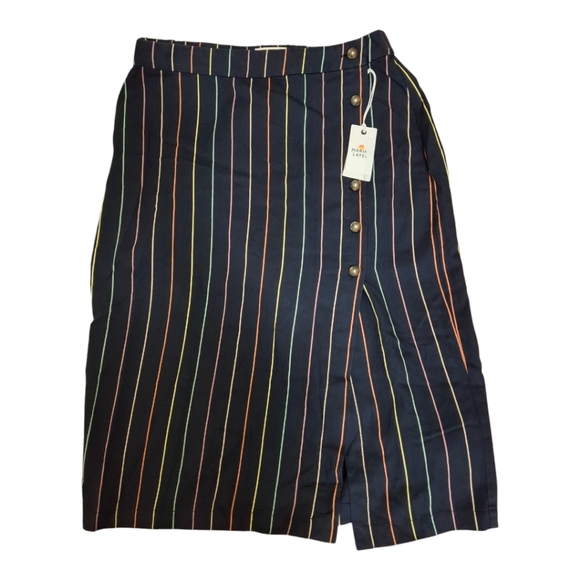 NWT Marine Layer Cecille midi skirt multi color stripe size L - Picture 3 of 8